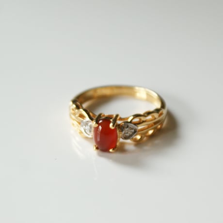 AVONエイボン カーネリアン レッドストーン ハート リング指輪 / ヴィンテージジュエリー・アクセサリー