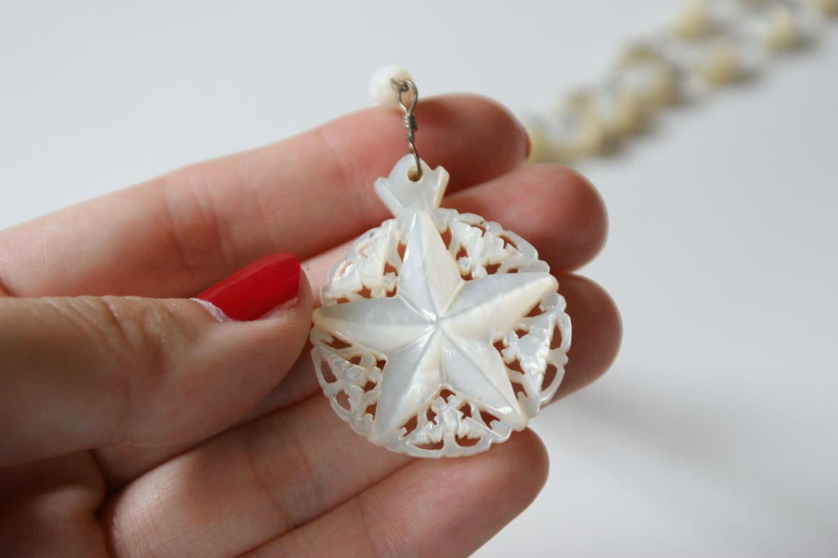 ベツレヘムパール 星 白蝶貝 シェル マザーオブパール ネックレス