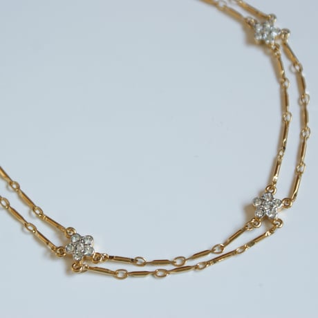 NINA RICCIニナリッチ ミニフラワー ラインストーン  ネックレス / ヴィンテージアクセサリー