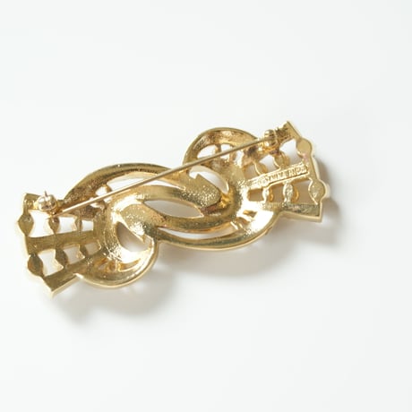 NINA RICCIニナリッチ アールデコ リボン ラインストーン ブローチ / ヴィンテージアクセサリー