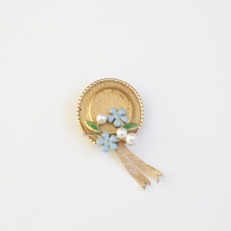 KREMENTZクレメンツ Forget me not 勿忘草 ハット帽子 ブローチ/ ヴィンテージジュエリー ・アクセサリー
