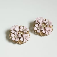 TRIFARIトリファリ Fleurette アルフレッド・フィリップ ピンク エナメル フラワー イヤリング/ ヴィンテージ・コスチュームジュエリー