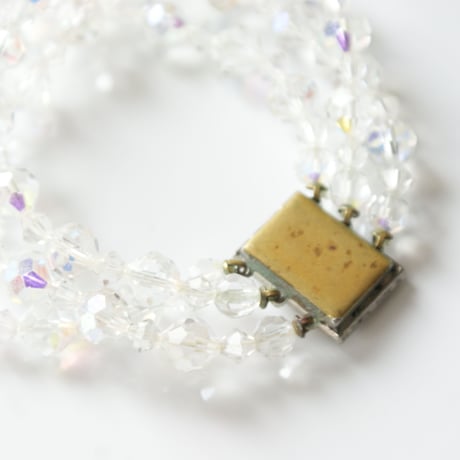 Special price【スペシャル プライス】オーロラ ガラス クリスタル ビーズ 3連 ブレスレット / ヴィンテージ・コスチュームジュエリー