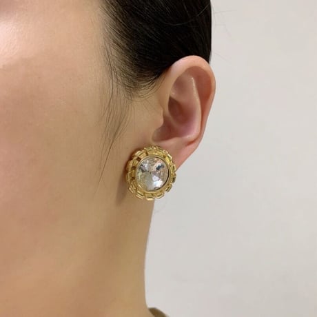 GIVENCHYジバンシィ サークル ラインストーン イヤリング / ヴィンテージ・コスチュームジュエリー