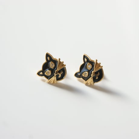 Special price【スペシャルプライス】AVONエイボン 黒猫 ブラックエナメルピアス  / ヴィンテージジュエリー・アクセサリー