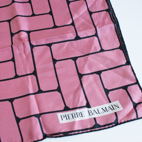 PIERRE BALMAINピエール バルマン シルク ピンク スカーフ/ ヴィンテージ レディース ファッション
