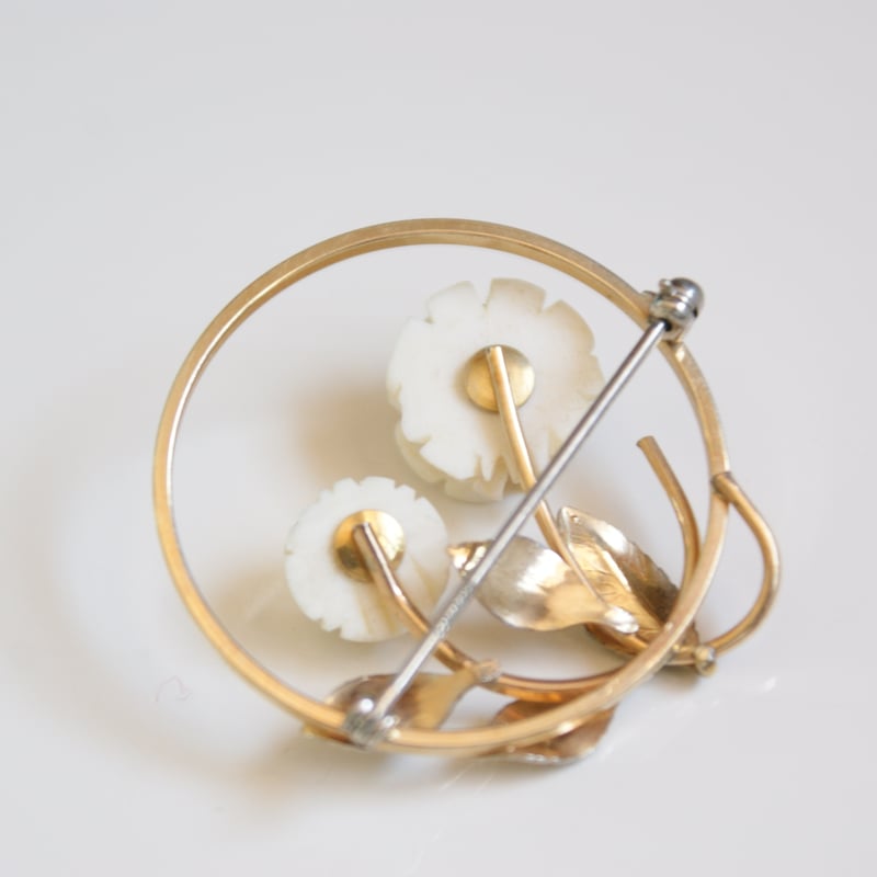KREMENTZクレメンツ セルロイド ローズ 薔薇 サークル ブローチ