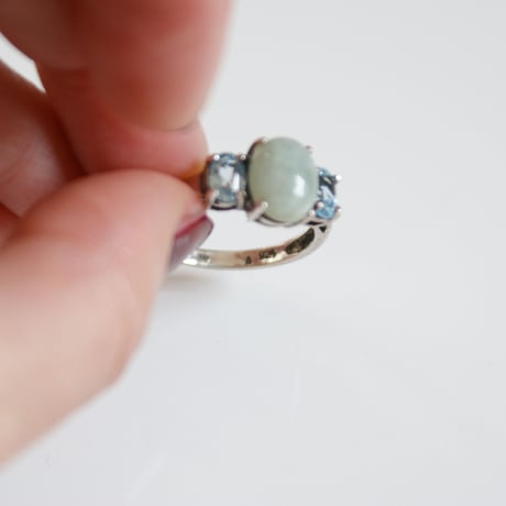 AVONエイボン SLV925 ジェイド ブルートパーズ シルバーリング指輪 / ヴィンテージジュエリー・アクセサリー