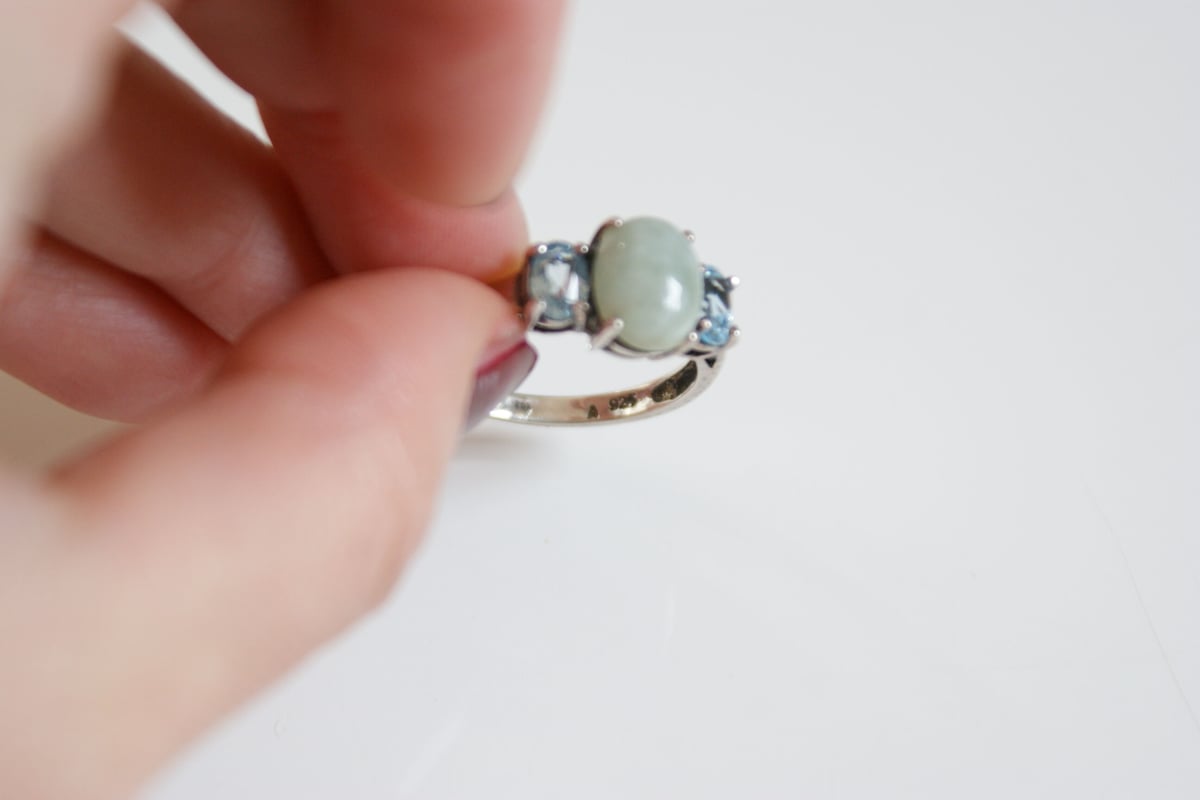 AVONエイボン SLV925 ジェイド ブルートパーズ シルバーリング指輪