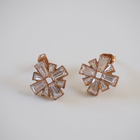 【フランス買付】クリアクリスタル クロス ピアス/ ヴィンテージ・コスチュームジュエリー