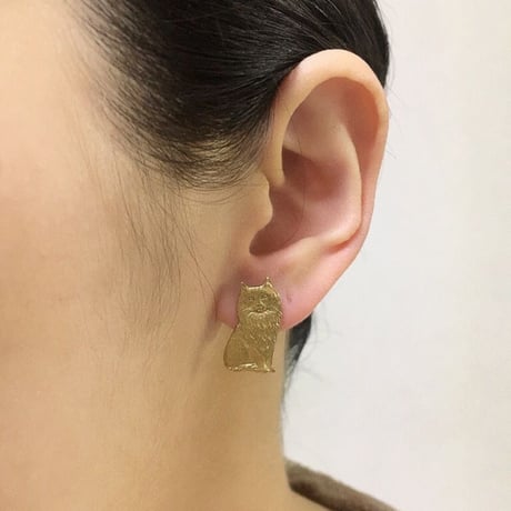 ペルシャ 猫 ゴールド ピアス / ヴィンテージアクセサリー