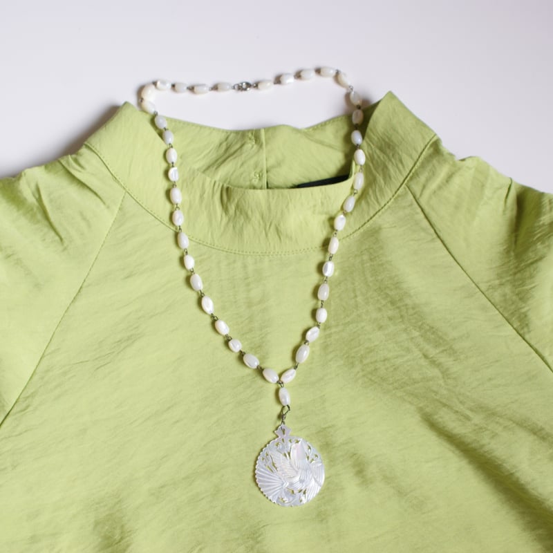 ベツレヘムパール 白蝶貝 シェル バード鳩 ネックレス / ヴィンテージ