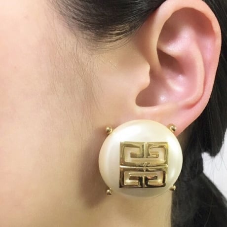 GIVENCHYジバンシィ ビッグパール ブランドロゴ イヤリング / ヴィンテージアクセサリー