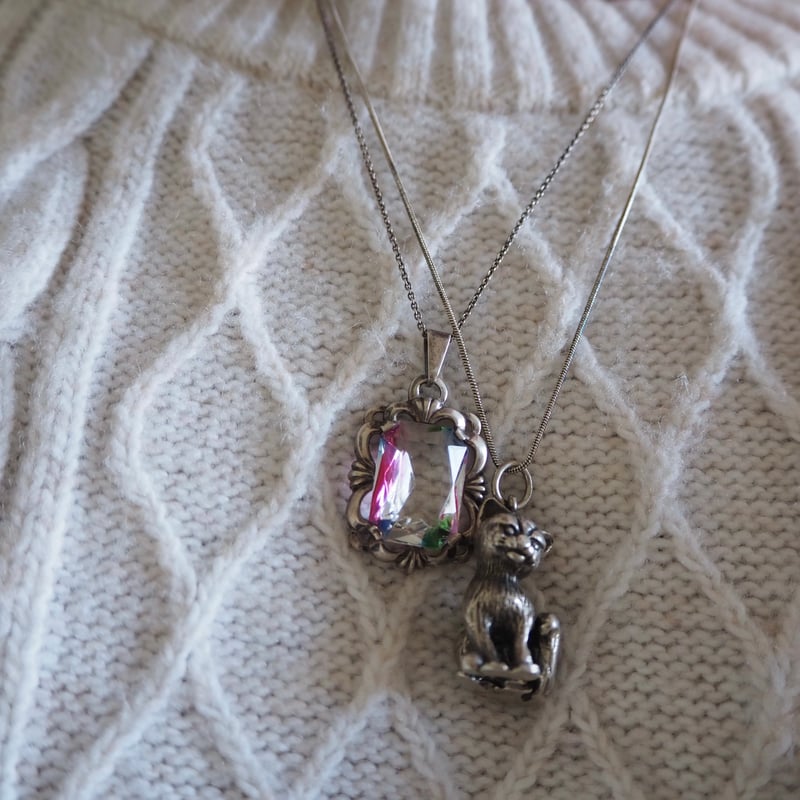 イギリス買付】 アイリスガラス シルバー830 ネックレス/ ヴィンテージ