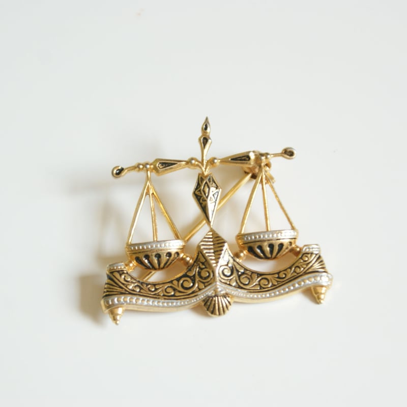 Damasquinadoダマスキナード 星座 天秤座 ブローチ / ヴィンテージ