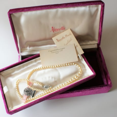【New Vintage Stock】MARVELLAマーベラ グラデーション ガラスパール ネックレス BOX付き/ ヴィンテージ・コスチュームジュエリー