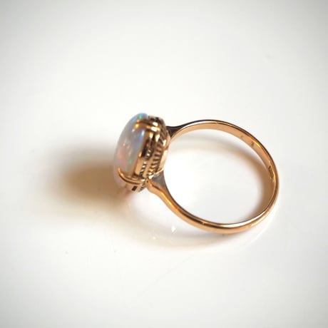 K18YG 大粒オパール 和彫 リング指輪 / ヴィンテージジュエリー・アクセサリー