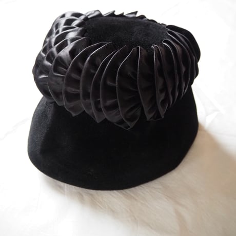 MADE IN ITALY イタリア製 フェルト ブラック黒 帽子ハット/ ヴィンテージ レディース ファッション