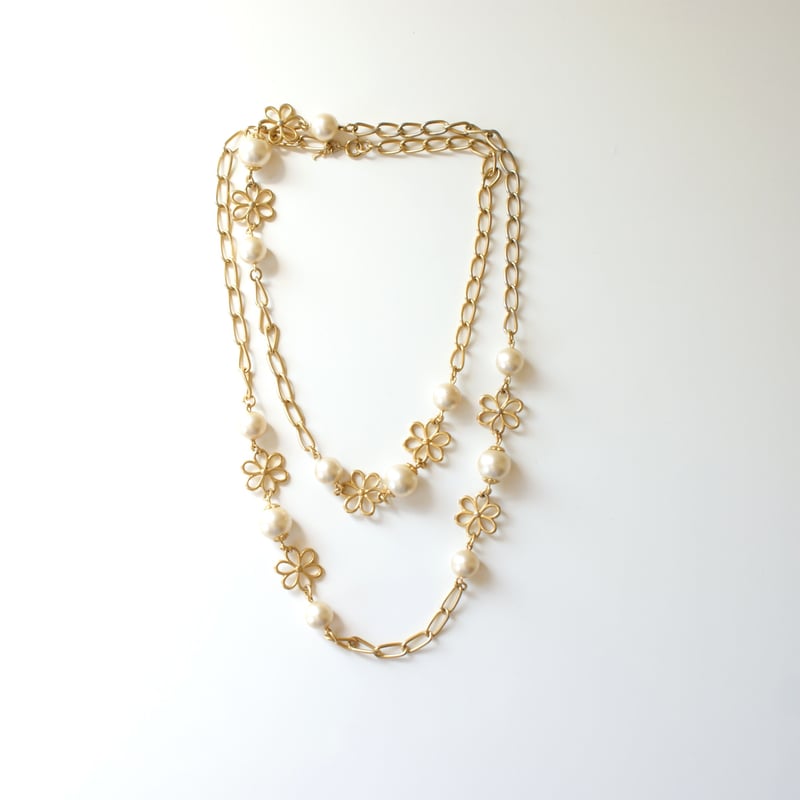 TRIFARI トリファリ ビンテージ ネックレス TRIFARIトリファリ パール フラワー ロングネックレス