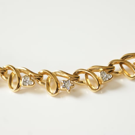 NINA RICCI ニナリッチ ハート スター 星 ゴールド ラインストーン ネックレス / ヴィンテージアクセサリー
