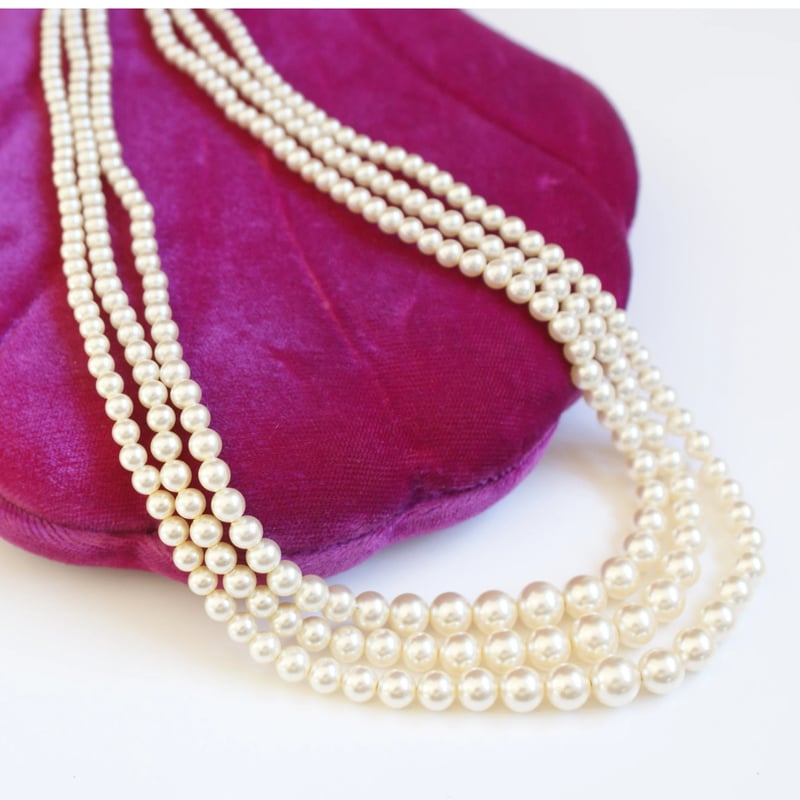 真珠 3連パール　ネックレス ピンクホワイト グラデーション 真珠 3連パール ネックレス ピンクホワイト グラデーション