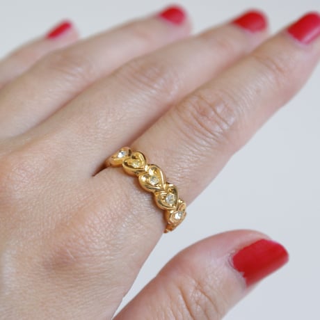 AVONエイボン  ハート ハーフ エタニティ リング指輪 / ヴィンテージジュエリー・アクセサリー
