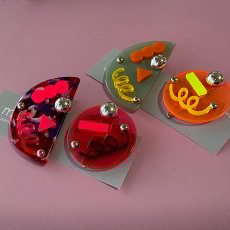 halfmoon&fullmoon hair clip set (2個セット) /pink