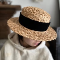バオ斜め柄カンカン　ベルベットリボン