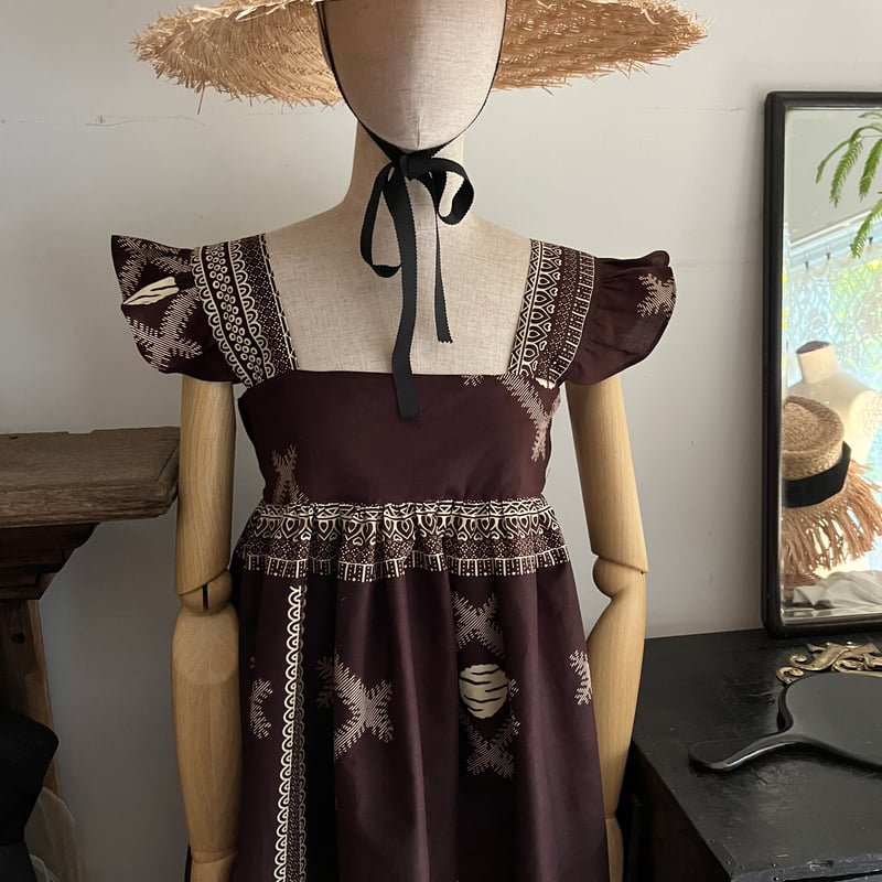 ＊*＊様 vintageアフリカンドレス African batik sun pattern dress／アフリカンバティック 太陽柄