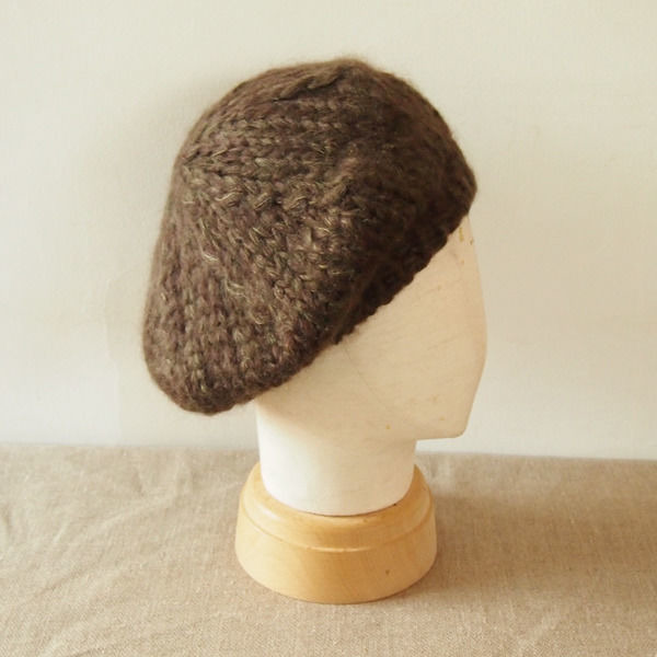 シルクモヘアベレー（Khaki） sugri スグリ○シルクモヘアニットベレー