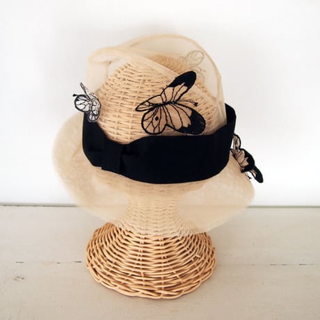 Butterfly tulle hat Beige