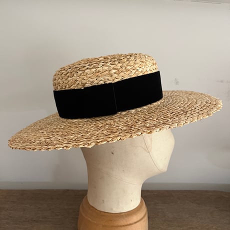菱麦キャノチエベルベットリボンrhombus knitting straw hat