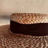 菱麦キャノチエグログランリボン黒rhombus knitting straw hat