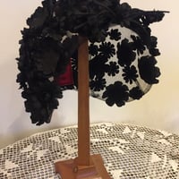 Flower motif tulle hood