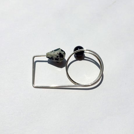 Silver filled『 round & square 』Wリング  onyx/D.Jasper