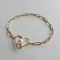 K14gf+stainless ’ Heart clasp ’ ブレスレット/white