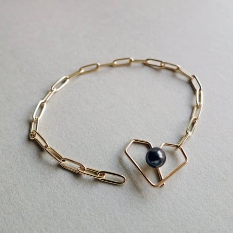 K14gf+stainless ’ Heart clasp ’ ブレスレット/black