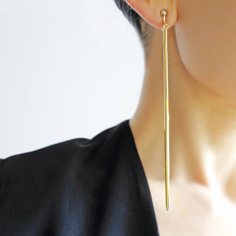 スティックイヤリングGold スティック・イヤリング ゴールド | fastcouture
