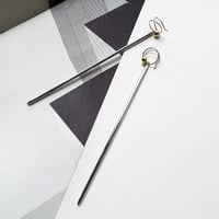 W hoop stick ピアス　Silver filled/brass