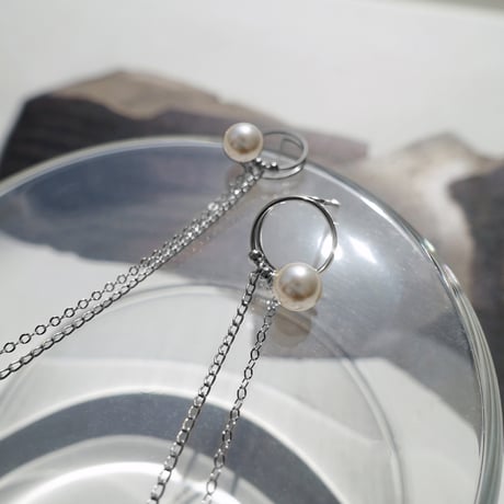 Silver filled チェーンピアス ルナ/ホワイト