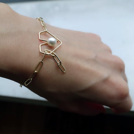 K14gf+stainless ’ Heart clasp ’ ブレスレット/black