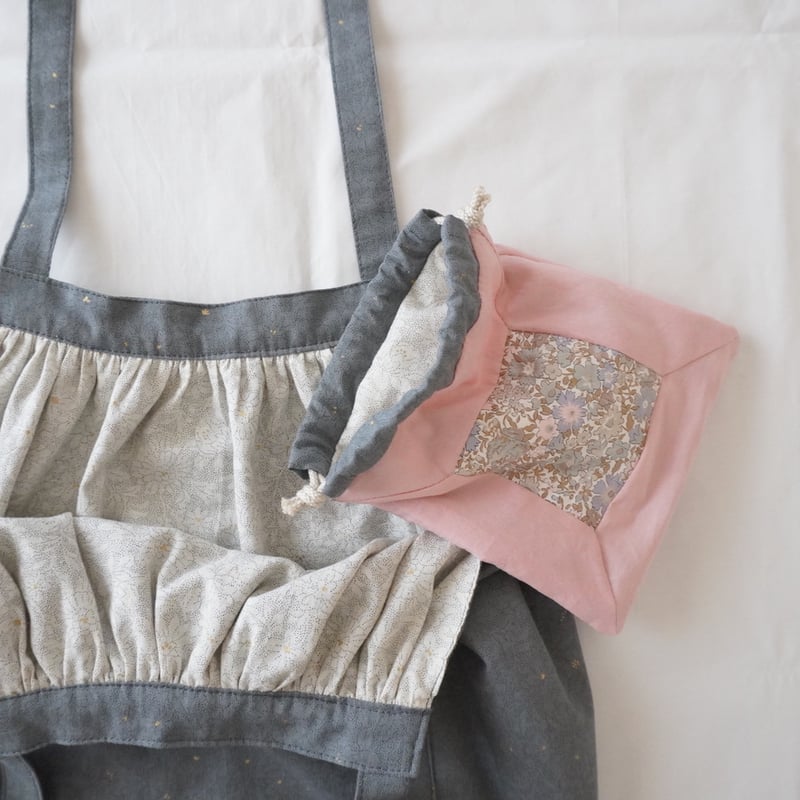 裁断済み/mini講座キット】リバーシブルのギャザーバッグ&リバティが