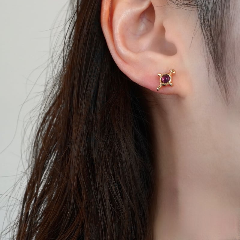モナカジュエリー　フラットピアス（片耳）アメジスト モナカジュエリー フラットピアス（片耳）アメジスト es367-1.jpg