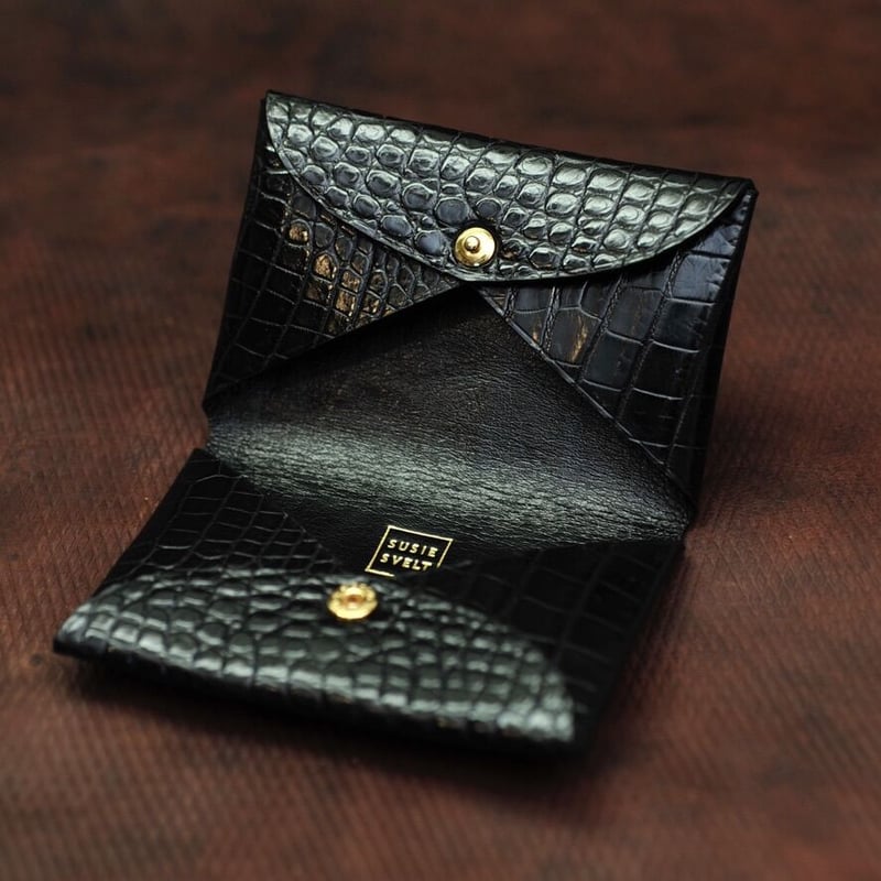 ENVELOPE 封筒カードケース/セミマットクロコダイル黒 ENVELOPE 封筒カードケース/セミマットクロコダイル黒