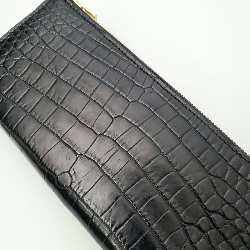 GLISSIÉRE L字ファスナー財布 セミマットクロコダイル（ブラック