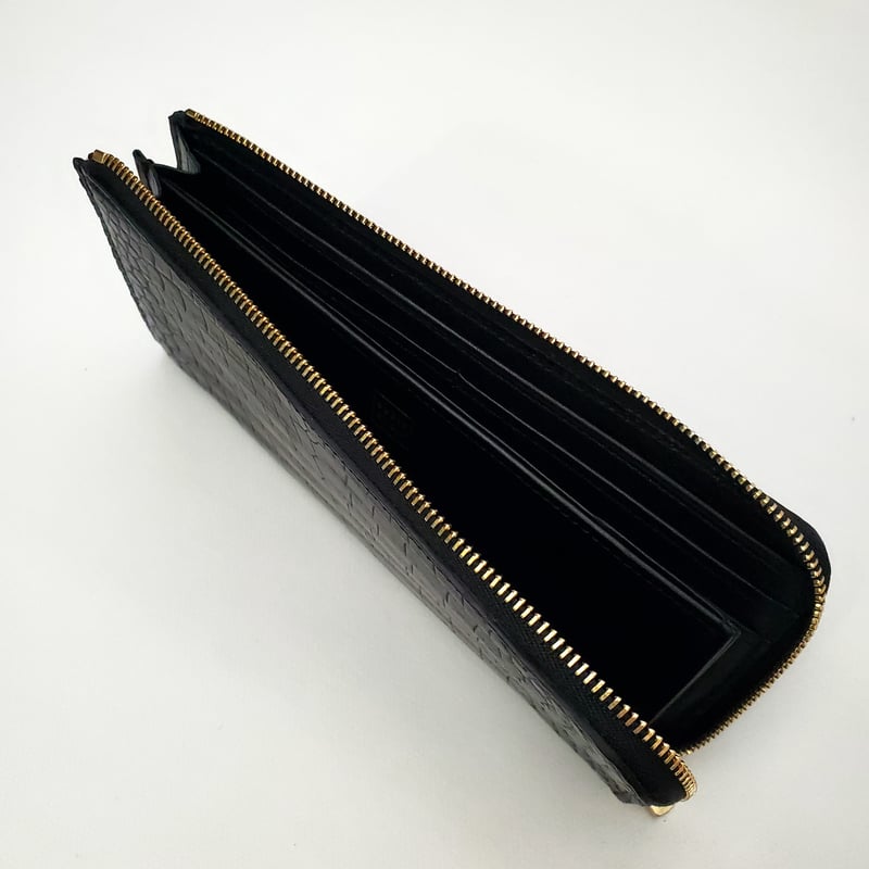 GLISSIÉRE L字ファスナー財布 セミマットクロコダイル（ブラック