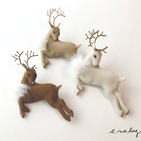 -----受注制作------ Reindeer  ( トナカイ ノ ブローチ× Pop-Up Appliqué ）