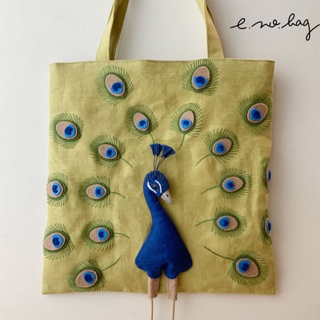 -----受注制作------ Peacock  ( クジャク ノ バッグ × Pop-Up Appliqué ）生地B