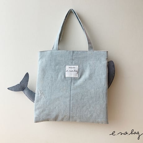 -----受注制作------  Whale ( クジラ ノ バッグ × Pop-Up Appliqué ）クジラB