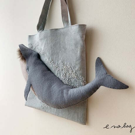 -----受注制作------  Whale ( クジラ ノ バッグ × Pop-Up Appliqué ）クジラB